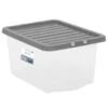 B&M Clear Storage Box With Lid 30L - Grey -Home Furnishings Store 258020 30l storage box with lid grey 2