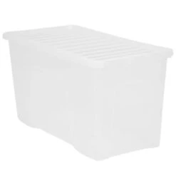 B&M Large Storage Box With Lid 110L - Clear -Home Furnishings Store 284861 110l storage box with lid clear