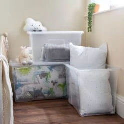 B&M Large Storage Box With Lid 110L - Clear -Home Furnishings Store 284861 110l storage box with lid clear 5