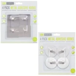 B&M Metal Adhesive Hooks 4pk - Square -Home Furnishings Store 332165 metal hooks 4pk circle