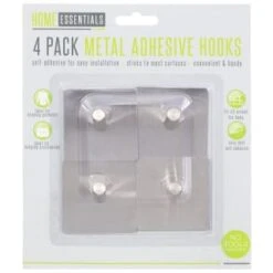 B&M Metal Adhesive Hooks 4pk - Square -Home Furnishings Store 332165 metal hooks 4pk square