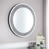 B&M Round Crushed Jewel Mirror - Silver -Home Furnishings Store 338019 round crushed jewel mirror