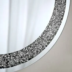 B&M Round Crushed Jewel Mirror - Silver -Home Furnishings Store 338019 round crushed jewel mirror 2