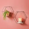 B&M Tromso Hexagon Shelf Set 2pk - Black -Home Furnishings Store 358375 tromso 2 hex shelves black