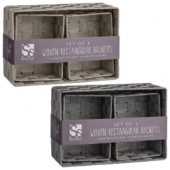 B&M Woven Storage Baskets 3pk - Silver -Home Furnishings Store 365979 365978 3pk woven baskets group