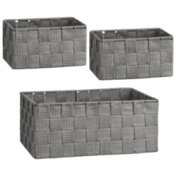 B&M Woven Storage Baskets 3pk - Silver -Home Furnishings Store 365979 3pk woven baskets silver group
