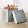 B&M Glitter Storage Seat Ottoman - Silver