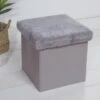 B&M Foldable Fur Seat - Grey -Home Furnishings Store 366013 grey faux fur foldable seat ottoman