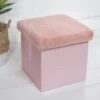 B&M Foldable Fur Seat - Blush -Home Furnishings Store 366014 blush faux fur foldable seat ottoman