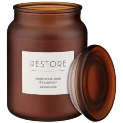 B&M Large Spa Scented Candle - Amber - Restore -Home Furnishings Store 368679 large spa candle restore 3