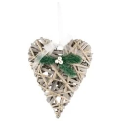 B&M Hanging Wicker Heart - White