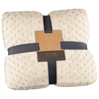 Waffle Faux Fur Throw - Cream 3 Waffle Faux Fur Throw - Cream