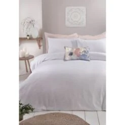 B&M Luna Waffle Double Duvet Set - White