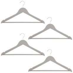 B&M Matte Grey Wooden Hangers 4pk -Home Furnishings Store 376023 wooden hangers 4pk group