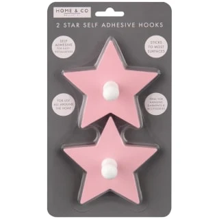 B&M Star Shaped Self Adhesive Hooks 2pk - Blush 3 B&M Star Shaped Self Adhesive Hooks 2pk - Blush