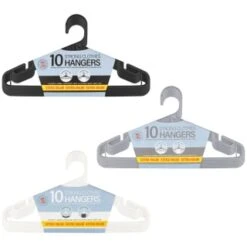 B&M Jumbo Hangers 10pk - Grey 9 B&M Jumbo Hangers 10pk - Grey -Home Furnishings Store 376555 376556 376557 10pk strong clothes hangers main 2