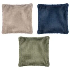 B&M Cotton Waffle Cushion - Green 7 B&M Cotton Waffle Cushion - Green -Home Furnishings Store 380445 380640 380486 cotton waffle cushion main