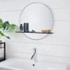 B&M Bathroom Mirror With Wooden Shelf -Home Furnishings Store 381363 bathroom mirror with wooden shelf