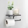 B&M Double Toilet Roll Holder & Shelf - Black -Home Furnishings Store 381372 double roll holder and shelf black