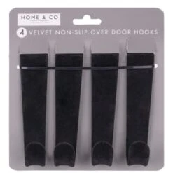 B&M Velvet Overdoor Hooks 4pk - Black -Home Furnishings Store 383665 4 velvet non slip over door hooks black