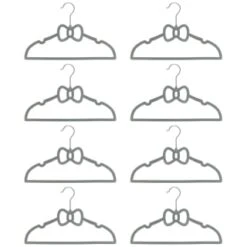 B&M Children's Non-Slip Hangers 8pk - Grey -Home Furnishings Store 383693 8pk childrens hangers grey bow