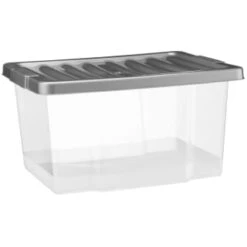 B&M Clear Storage Boxes With Lids 3pk 20L -Home Furnishings Store 384092 20l lidded box 3pk