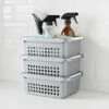 Set Of 3 Storage Stacking Baskets - Grey -Home Furnishings Store 384961 set of 3 stacking baskets grey