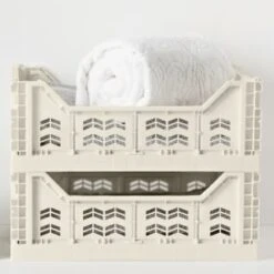 Midi Stacking Fold Flat Crate 30.6 X 20.5 X 12.6cm - Cream -Home Furnishings Store 384970 384974 384975 home essentials midi stacking fold flat crate main