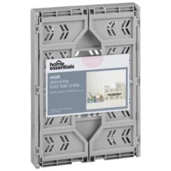 Midi Stacking Fold Flat Crate 30.6 X 20.5 X 12.6cm - Grey -Home Furnishings Store 384970 home essentials midi stacking fold flat crate grey