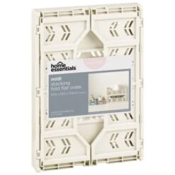 Midi Stacking Fold Flat Crate 30.6 X 20.5 X 12.6cm - Cream -Home Furnishings Store 384974 home essentials midi stacking fold flat crate cream