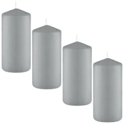 Grey Pillar Candles 4pk -Home Furnishings Store 387750 4 pack grey pillar candles group