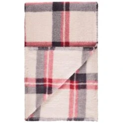 Simply Everyday Check Sherpa Throw - Red -Home Furnishings Store 388703 red check sherpa throw 3