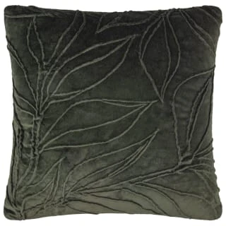 B&M Leaf Velvet Quilted Cushion - Green 3 B&M Leaf Velvet Quilted Cushion - Green