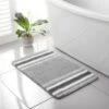 Stripe Memory Foam Bath Mat 50 X 80cm - Grey -Home Furnishings Store 389614 grey stripe noodle memory foam bath mat 3