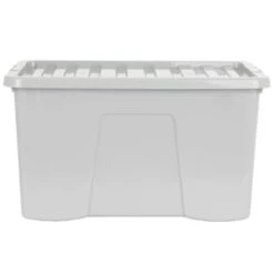B&M Storage Box With Lid 60L - Grey 9 B&M Storage Box With Lid 60L - Grey -Home Furnishings Store 391387 grey 60l storage box 4