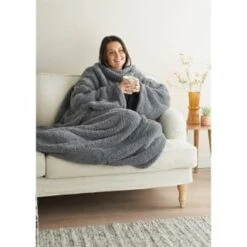 Home Essentials Teddy TV Blanket - Charcoal 11 Home Essentials Teddy TV Blanket - Charcoal -Home Furnishings Store 393425 home essentials teddy tv blanket charcoal