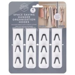 B&M Space Saving Hanger Organisation Hooks 4pk