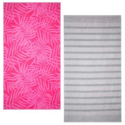 B&M Oversized Jacquard Beach Towel - Pink Tropical -Home Furnishings Store 393922 oversize jacquard beach towel group 2
