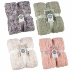 B&M Simply Two Tone Teddy Throw - Grey -Home Furnishings Store 394924 394926 394927 394928 simply plain teddy throw group 2