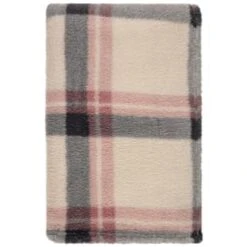 Simply Blush Check Sherpa Throw -Home Furnishings Store 395364 stripe ocean tide cushion 4