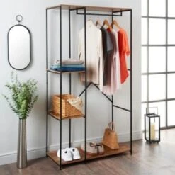 Tromso Garment Rail With Side Shelving