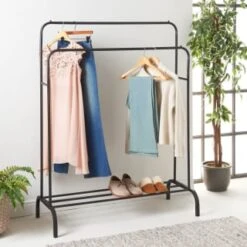 Spaceways Double Garment Rail With Rack