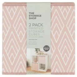 Lokken Printed Storage Cubes 2pk - Pink Diamond -Home Furnishings Store 395838 2pk printed lokken storage cubes pink diamond 2