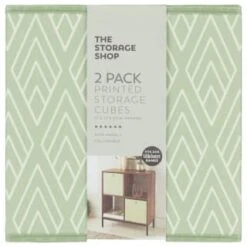 Lokken Printed Storage Cubes 2pk - Sage Diamond -Home Furnishings Store 395843 2pk printed lokken storage cubes sage diamond 2
