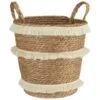 B&M Fringe Stripe Wicker Basket -Home Furnishings Store 395929 fringe stripe wicker basket