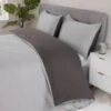 Simply Everyday Reversible Double Duvet Set With Pipe - Grey & Charcoal -Home Furnishings Store 397254 397255 simply reversible grey charcoal double king duvet set